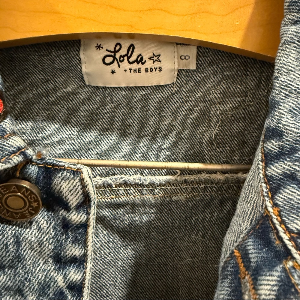 Lola + the Boys All About that Patch Jean Jacket Cropped Size 8 - Picture 3 of 4